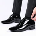 thumbnail image 2 of YUEHUA Men's Leather Shoes Black Pointed Toe Formal Lace Up Comfortable Soft Sole Men Business, 2 of 9
