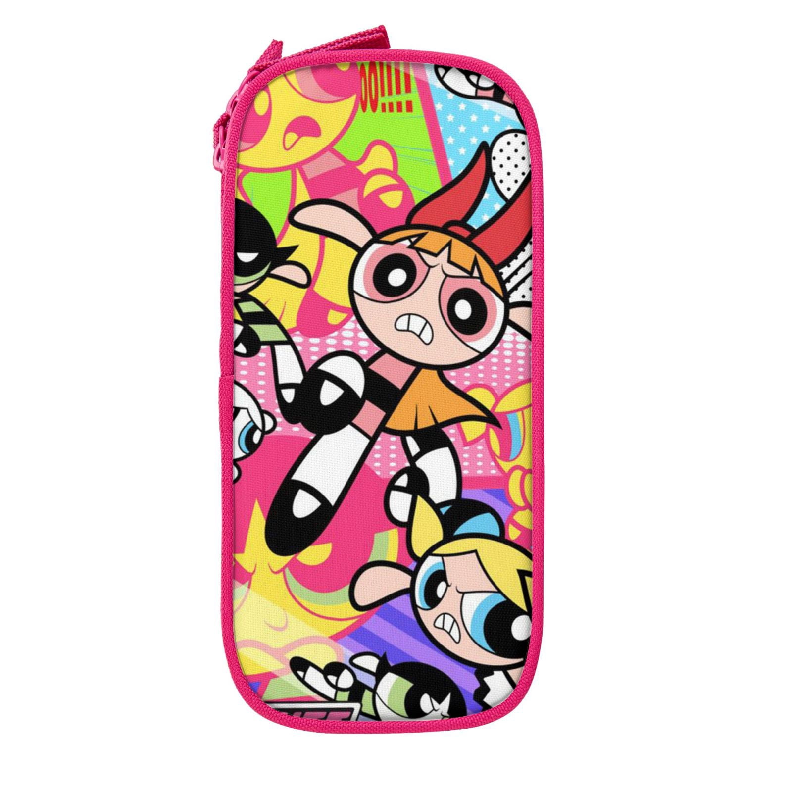 The Powerpuff Gi-rls Pencil Case Large Capacity Pencil Pouch Penbag Office Stationery Organizer Travel Makeup Bag Pink