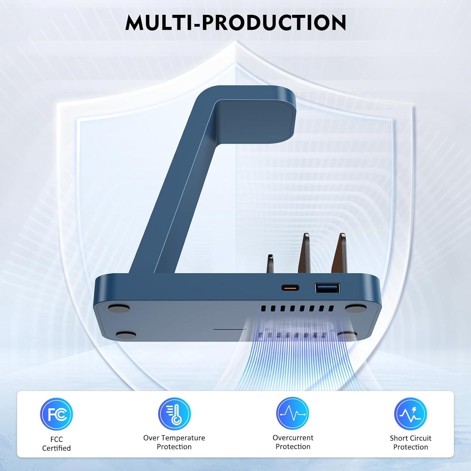 ETEPEHI Wireless Charger Compatible for iPhone - 5 in 1 Charging Station for Multiple Devices,Blue