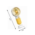 thumbnail image 5 of Volra Clearance Mini Portable Handheld Fan, Cute Design Fruits Personal Desk Fan with Phone Holder Base, Lightweight USB Rechargeable Fan for Stylish Girl Women Travel Indoor Outdoor, Yellow, 5 of 8