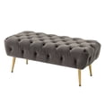 thumbnail image 2 of 40.6'' Wide Bedroom Bench,Button-Tufted Upholstered Bench with Gold Metal Legs,Modern Velvet Ottoman Bench End of Bed Bench, Living Room Accent Bench,Long Seat Foot Rest Stool for Entryway,Gray, 2 of 7