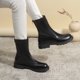 thumbnail image 4 of NECHOLOGY Botas Mujer Zapatos Botines para mujer Botas de cuero para mujer con punta redonda y tacón y grueso, color sólido, , , con cremallera, media , talla grande, botines, botas (Black, 6.5), 4 of 7