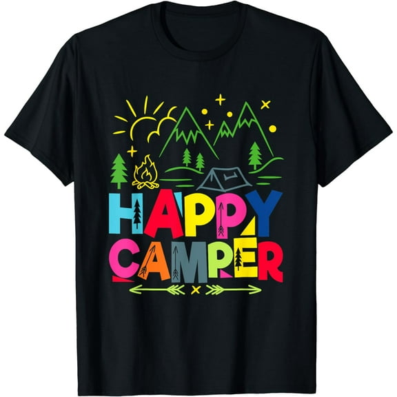 Happy Camper Camping Summer Funny Men Women Kids T-Shirt