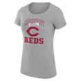 thumbnail image 2 of Women's G-III 4Her by Carl Banks Heather Gray Cincinnati Reds Super-Slim Fit Lightweight Team Logo Graphic T-Shirt, 2 of 5