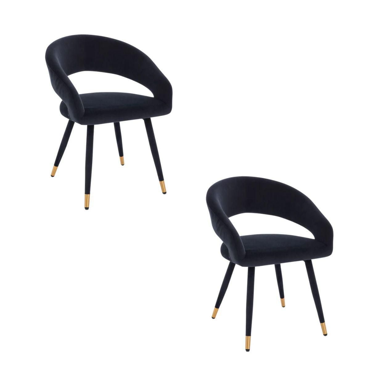 Chaise de salle à manger Darius en velours noir LOT DE 2