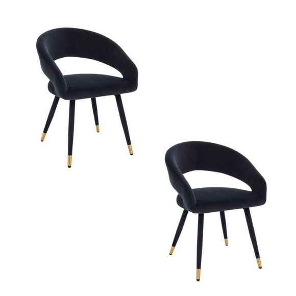 Chaise de salle à manger Darius en velours noir LOT DE 2