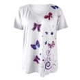 thumbnail image 2 of Pntutb Womens Plus Size Clearance,Fashion Women's V-Neck Summer Short Sleeve Butterfly Printing Tops Loose T-Shirt, 2 of 5