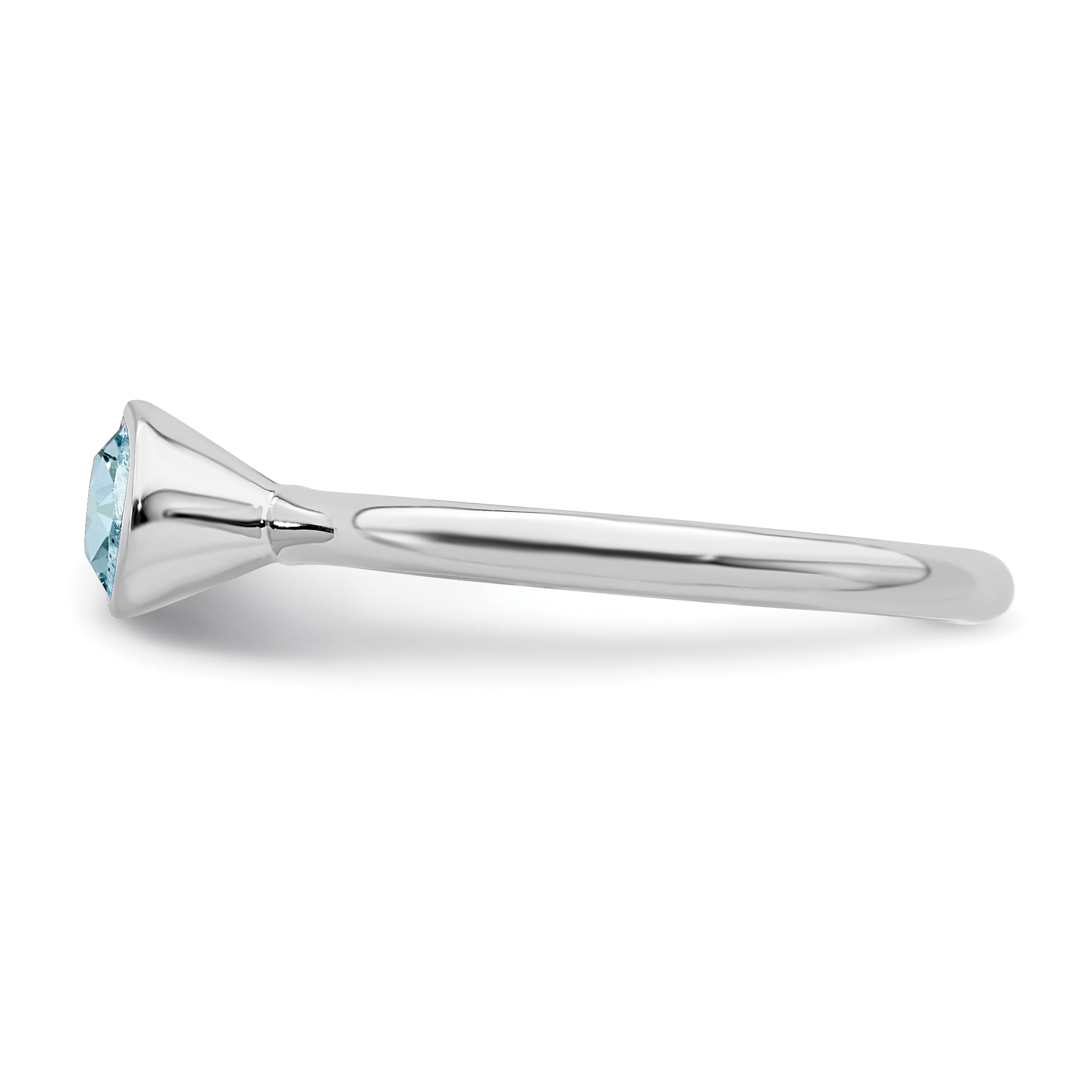 High 5mm Swarovski Sterling Silver March Ring