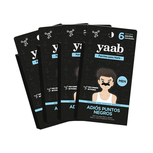 Yaab Beauty - Pack 4 cajas Parche para nariz con carbón activado para Hombre 6 pzas c/u