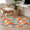 thumbnail image 5 of Round Area Rug 4ft, Summer Ocean Starfish Shell Conch Non-Shedding Washable Area Rug, Watercolor Marine Life Non Slip Low-Profile Circle Rugs for Living Room, Bedroom Dining Room, 5 of 9