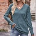 thumbnail image 2 of miqiqism Deals！Sweater for Women Trendy Fall Fashion 2024 Womens Long Sleeve Tops T-Shirt Blouses V Neck Casual Women's Pullover Sweaters Lightweight Tunic Clothing,Blue,Large, 2 of 6