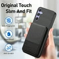thumbnail image 4 of Back Case for Samsung Galaxy A56 5G, Fabric + PU Leather + TPU Material, Kickstand RFID Blocking Magnetic Card Slots for Men Women Shockproof Protective Durable Classic Phone Cover, Black, 4 of 9