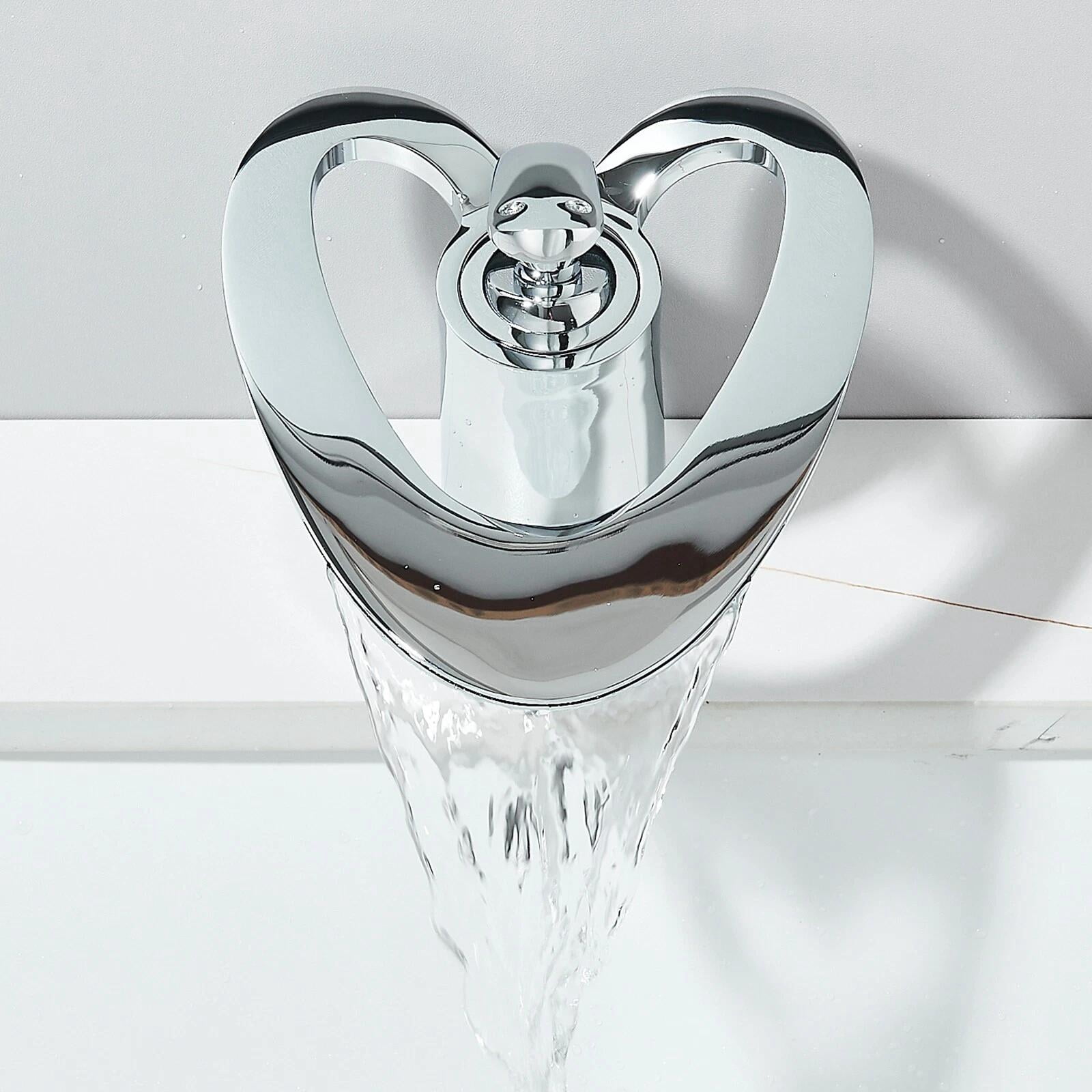 Chrome Bathroom Sink Faucet Single Handle 1 Hole Vanity Mixer Waterfall Faucets