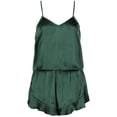 thumbnail image 4 of Yourumao Satin Pajama Set for Women Two Piece Crop Camisole Tops and Ruffle Hem Shorts Silky Pajama Sets Solid Silk Pjs for Loungewear, 4 of 7