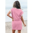 thumbnail image 2 of Women's Pink Contrast Trim Textured Crewneck Tee and Pocketed Skirt Set | [ZhiHiMeRi] | (US 12-14)L, 2 of 9