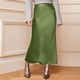 thumbnail image 2 of Falda corta de corte A y cintura alta para mujer - Elegante vestido de satén liso con cintura elástica para fiestas o para el día a día - Tallas S-XL, mezcla de poliéster, 2 of 5