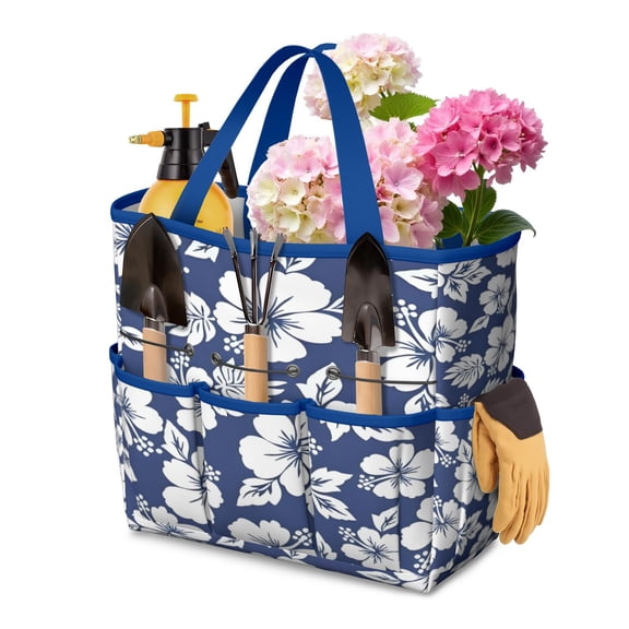 Garden Tool Bag,Pioneer Flower Floral Print Pattern Garden Tool Organizer,Garden Gifts,Waterproof Multi-Pocket Garden Tool Storage 11.8x5.5x11.4 Inch(Tools NOT Included)