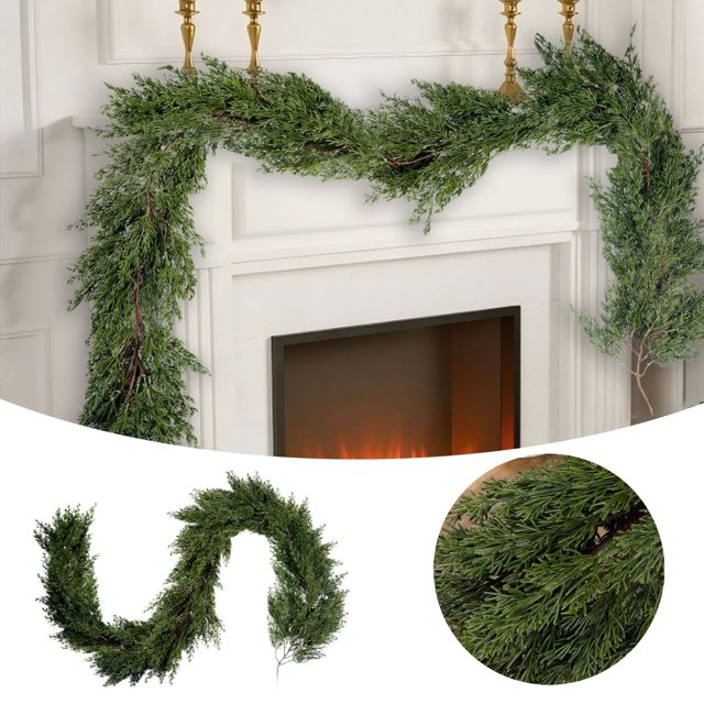 Guirlande de Cèdre Réaliste Extra Complète pour Escalier Maison Intérieur Verdure Festive
