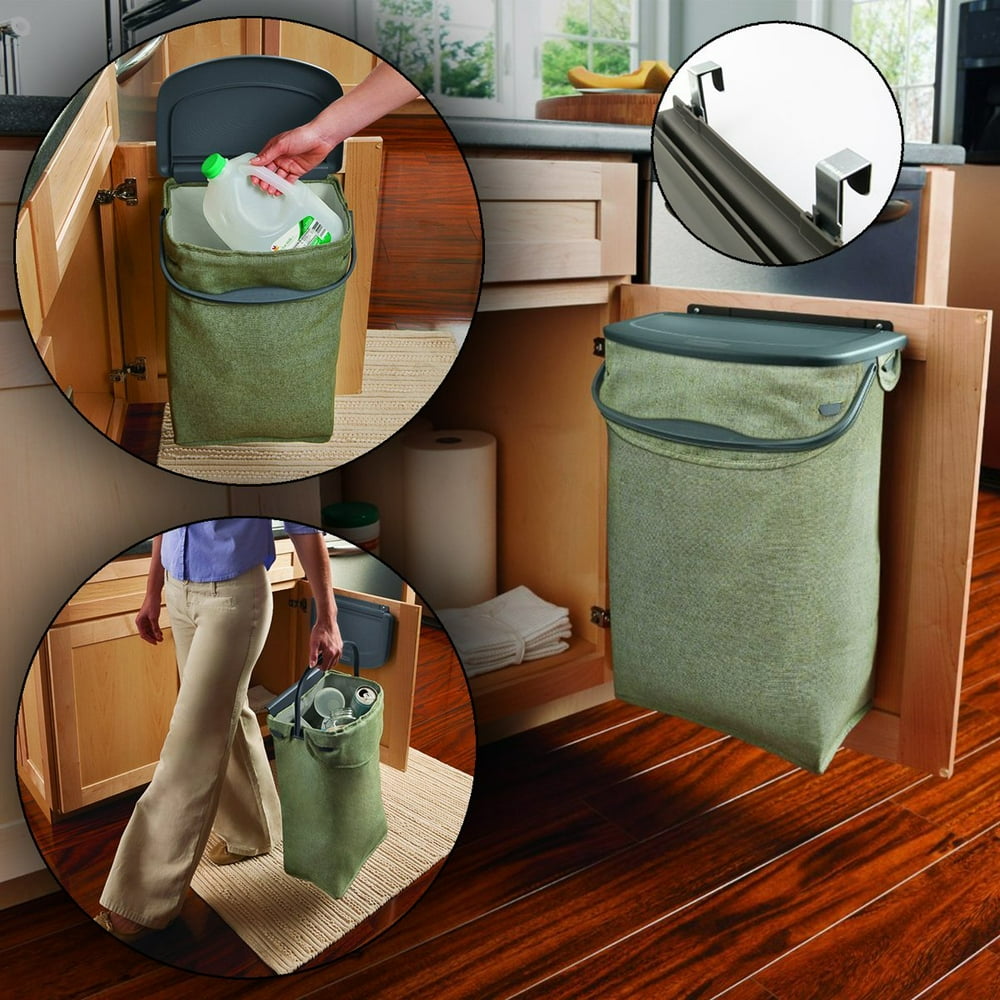 Rubbermaid Hidden Recycler OverTheDoor Under Recycle Waste Bin Bag