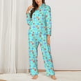 thumbnail image 2 of Rateoe Sea animals Pattern Womens Pajamas Set Long Sleeve Sleepwear Button Down Nightwear Soft Cotton Pj Lounge Sets-Large, 2 of 7