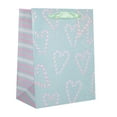 thumbnail image 1 of Holiday Time Blue Candy Cane Hearts Small Christmas Paper Gift Bag, 1 of 5