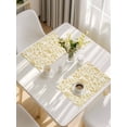 thumbnail image 5 of Yellow Flowers Placemats Set of 8, Country Pastoral Floral Leaves Vines Placemats for Dining Table, Place Mats for Kitchen Tabletop, Waterproof Wipeable Dining Table Mats Set, 5 of 9