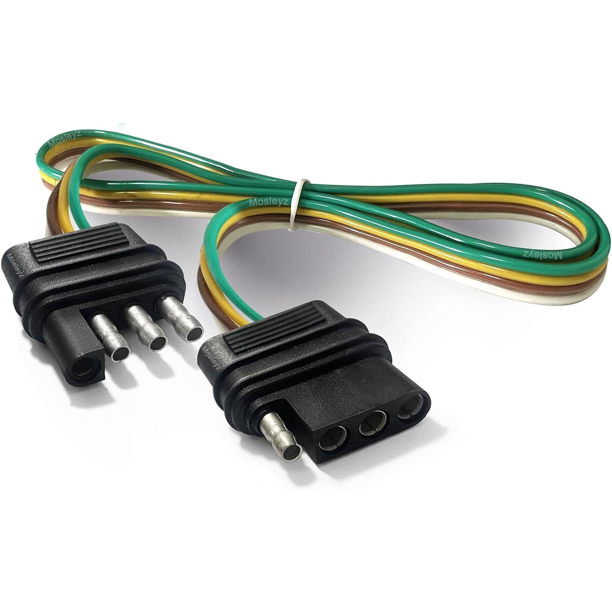 CoolStuff Trailer Wire Extension 4-Way 4 Pin Plug, 4 Wire 4-Flat Connector with Male & Female Plug 18 AWG 59 inch Hitch Light Trailer Wiring Harness Extender