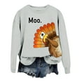 thumbnail image 4 of FAOWME Women's Thanksgiving T Shirt Long Sleeve Round Neck Turkey Printed Comfortable Breathable Sweatshirt For Daily Wear Grey M, 4 of 5