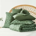 thumbnail image 5 of Davulos King Size Comforter Sets Dark Green Bed in a Bag 7 Pieces Boho Tufted Bed Set for All Seasons, Shabby Chic Embroidery Bedding with Comforter, Sheet, Pillowcases & Shams, 5 of 7