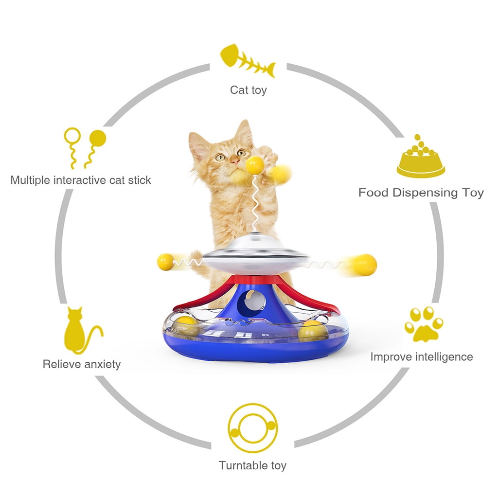 Four-Color Funny Kitten Plush Ball Toys Cats Turntable Funny for Cat Ball Leaking Food Toy Interactive for Cat Toy Durab