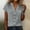 Gray, variant on Women's Mandarin Collar Roll Cuff Short Sleeve Blouse Warm Coffee Khaki Tone Solid Linen Pocket Casual Shirt Purple XXL