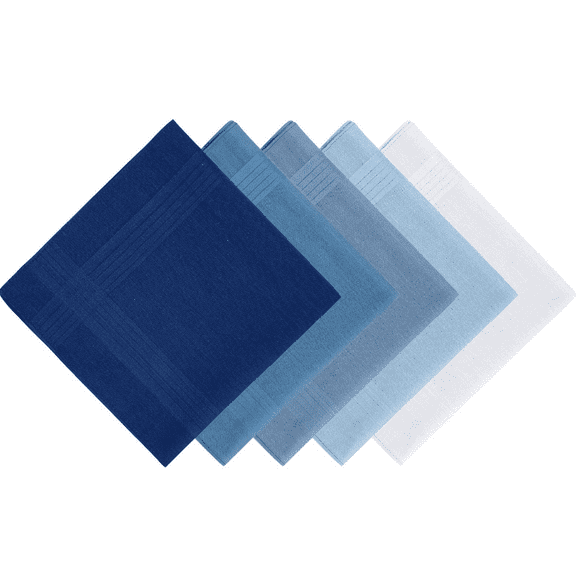 5Pcs Cotton Handkerchiefs with Stiching Assorted Color, 5 Colors
