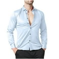 thumbnail image 2 of pstuiky camisetas de manga larga para hombre, Camisa informal de manga larga con botones y cuello vuelto para hombre, transpirable y de color liso camisetas de hombre xl, 2 of 4
