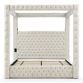 thumbnail image 6 of Luxurious Velvet Canopy King Bed with Speaker and USB Connection in Cream, 6 of 9
