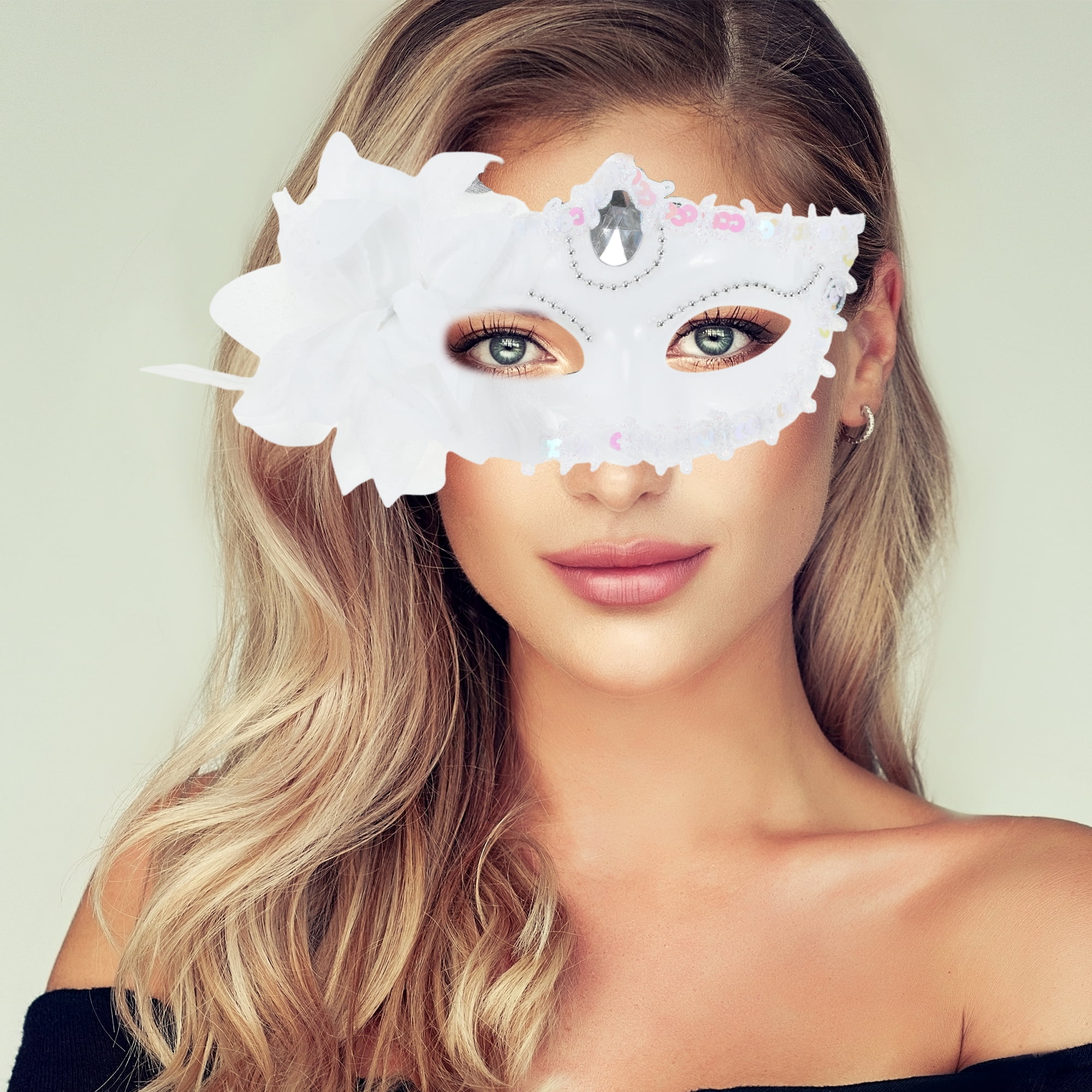 Unique Bargains Lily Princess Half Face Party Mask White