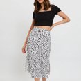 thumbnail image 2 of Falda midi con estampado de leopardo, falda midi de gasa con cremallera lateral y cintura alta para fiesta de citas para dama y chica, 2 of 6