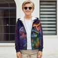 thumbnail image 5 of Uourmeti Galaxy Colorful Dinosaur Teens Casual Zip Up Hoodie Long Sleeve Soft with Pockets Comfy Trendy Top for Daily Use Size 12-14, 5 of 6