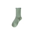 thumbnail image 1 of Calcetines blancos con borde en las orejas para mujer, calcetines de longitud media, calcetines apilados de encaje de color liso, sencillos, de estilo académico, de verano, 1 of 6