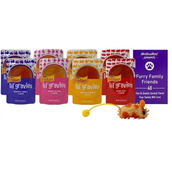 Friskies Lil' Gravies - 4 Flavor 8 Count Variety - (2) Each: Turkey, Salmon, Chicken, Roast Beef   MerlinsMart Zine | Catnip Toy