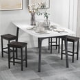 thumbnail image 2 of Gymax 24'' Upholstered Bar Stools Set of 4 Home Kitchen Stools w/ Solid Wood Support Legs Brown & Black, 2 of 10