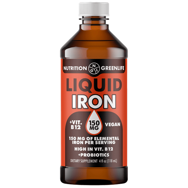 Liquid Iron Highest Concentration 150mg Vegan + Vitamin B12, Folic Acid
