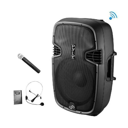 Pyle 10" Compact Portable PA System Battery Powered 1000-Watt Peak Power Active Speaker with Bluetooth, SD Slot, USB, MP3, XLR, 1/4", 3.5mm Input (PPHP109WMU)