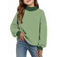 thumbnail image 2 of YOUYEDIAN Oversized Sweatshirts for Girls Fall Fashion Color Block Turtleneck Fleece Pullover Tops Loose Long Sleeve Hoodie, 2 of 4