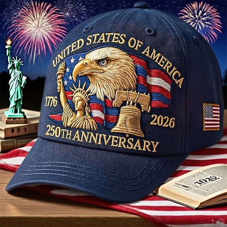 U.S. 250th Birthday Printed Patriotic Baseball Cap, Adjustable