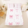 thumbnail image 5 of Erosebridal Pink Ribbon Bowknot Girls Full Size Sheets,Cartoon Coquette Bows Bed Sheets For Kids 4-Piece, 5 of 6
