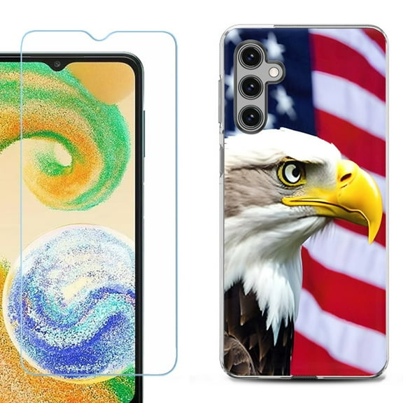 Shockproof Fashion Phone Case for Samsung Galaxy A14 5G, with Tempered Glass Screen Protector, by OneToughShield ® - Eagle