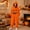 Orange, variant on Jack-O'-Lantern Onesie, Adult Halloween Flannel Jumpsuit with Hood & Zipper, Unisex Cosplay Costume for Holiday Parties, 1 PC Ginger XXXL