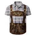 thumbnail image 2 of Men's Traditional Bavarian Oktoberfest Shirt, Lederhosen Plaid Print Button Down Shirt Tops, 2 of 4