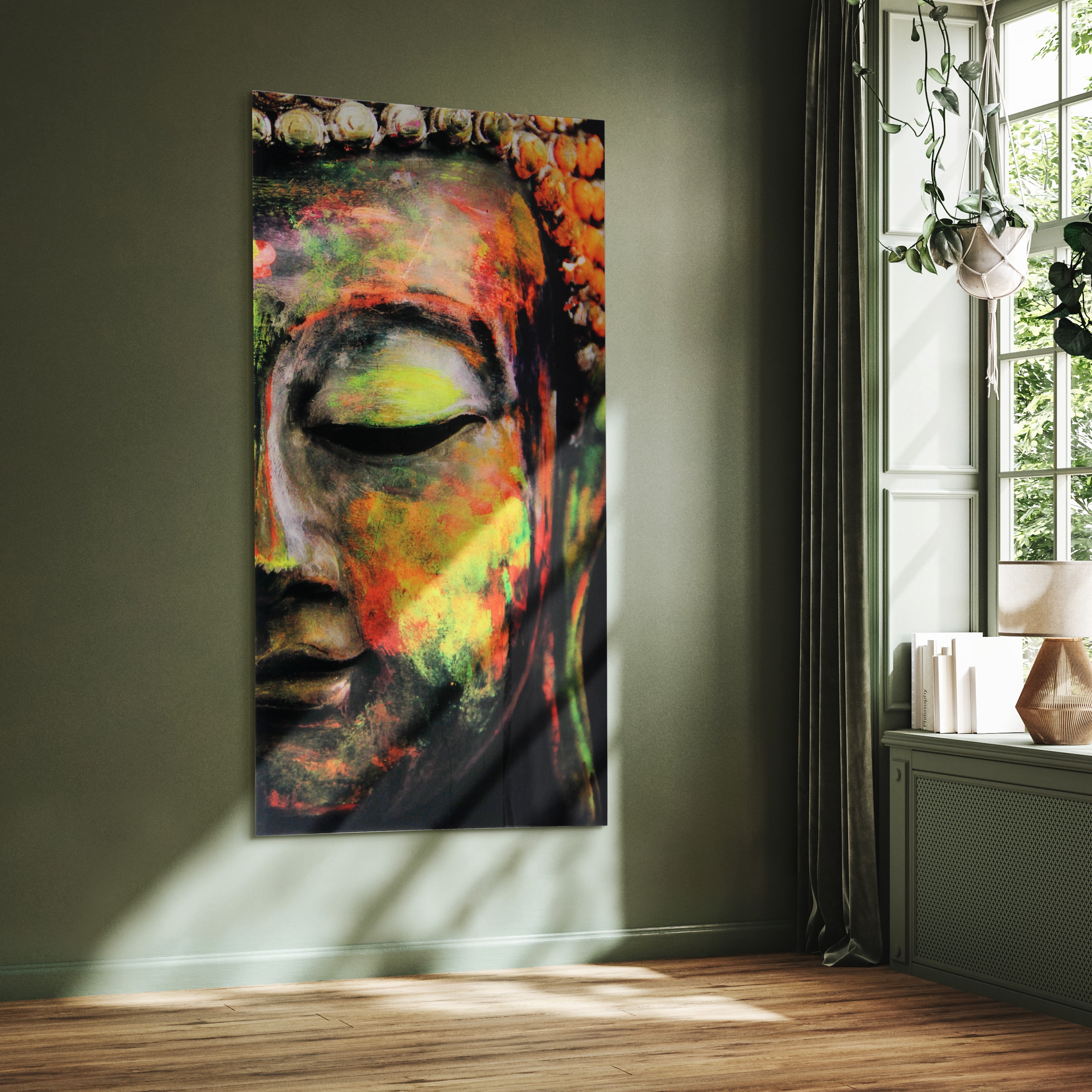 Empire Art Direct Buddha Frameless Free Floating Tempered Glass Panel Graphic Wall Art, 72" x 36", Ready to Hang