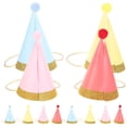 thumbnail image 1 of MasteelfCA 12pcs Pomp Kids Birthday Hat Glitter Party Golden Rim Photo Props for Children Decoration (Pink, Red, Yellow, Blue Each Three), 1 of 7